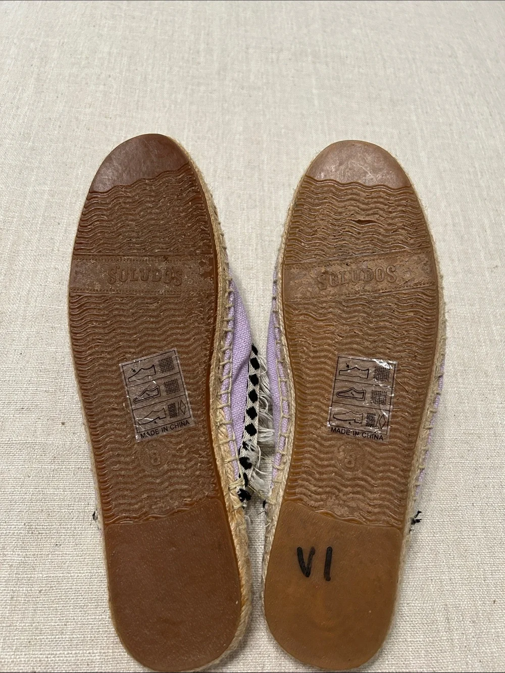 Soludos Coco Espadrille Slides Lavender Pom Pom Bohemian Tassel Summer Jute Sz 8